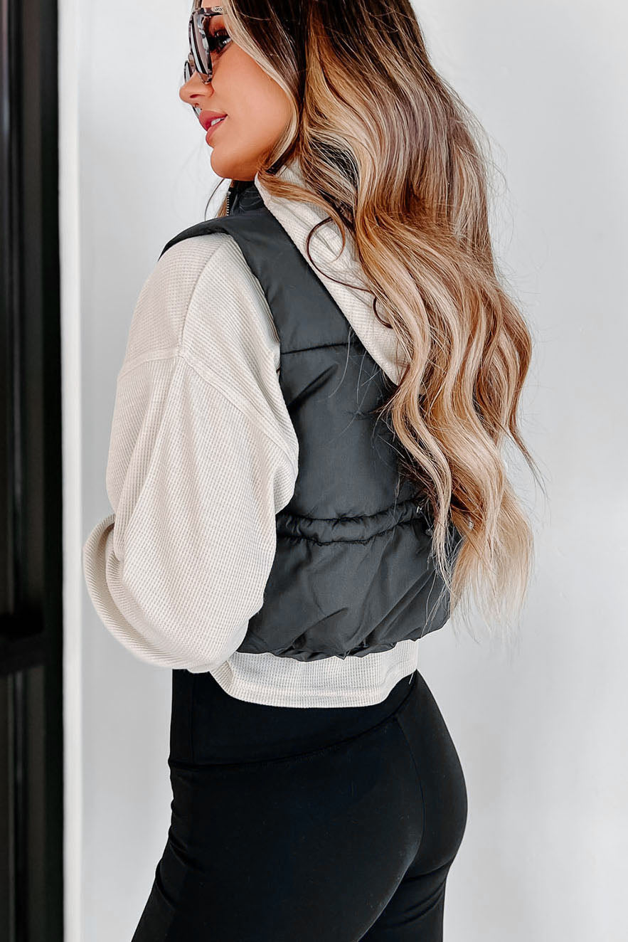 Whistler Welcome Cropped Puffer Vest (Black) · NanaMacs