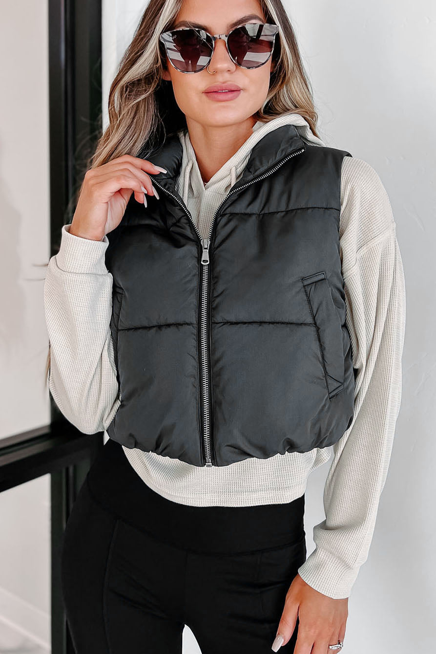 Whistler Welcome Cropped Puffer Vest (Black) - NanaMacs