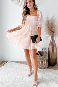 Just Being Sweet Babydoll Dress (Light Peach) - NanaMacs