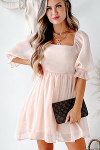 Just Being Sweet Babydoll Dress (Light Peach) - NanaMacs