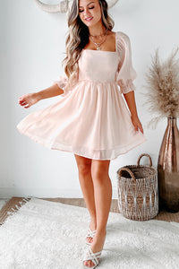 Just Being Sweet Babydoll Dress (Light Peach) - NanaMacs