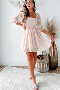 Just Being Sweet Babydoll Dress (Light Peach) - NanaMacs