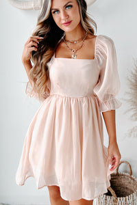 Just Being Sweet Babydoll Dress (Light Peach) - NanaMacs