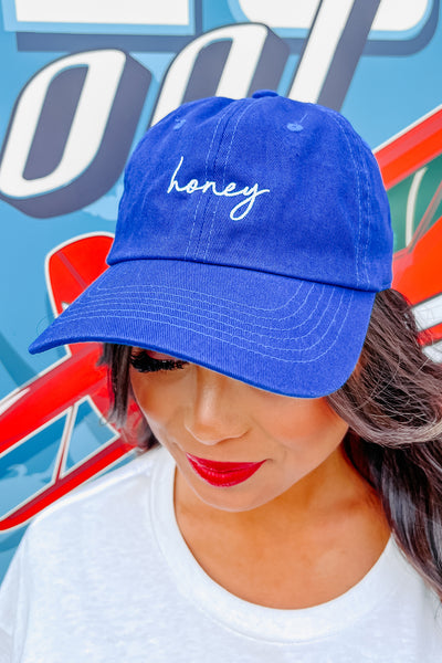 "Honey" Embroidered Baseball Cap (Blue) - NanaMacs