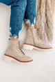 IMPERFECT Venturing Out Faux Suede Lace-Up Boots (Sand) - NanaMacs