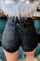 Trenton High Rise Non-Distressed Cuffed Denim Rewash Shorts (Black) - NanaMacs