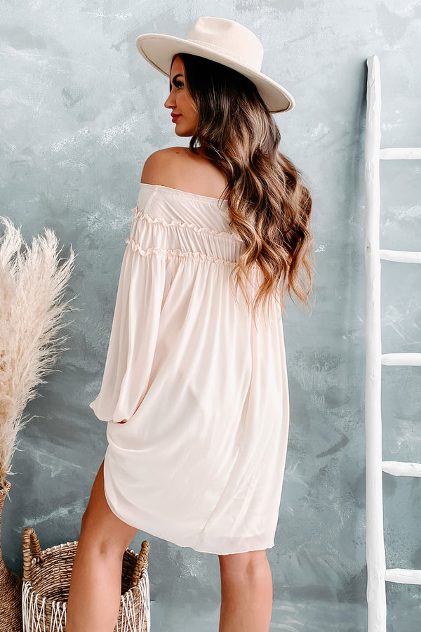 Cultivating Trust Off The Shoulder Chiffon Dress (Beige) - NanaMacs