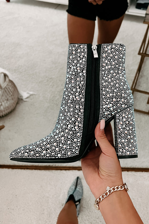 Perfectly Glam Rhinestone Booties (Black) - NanaMacs