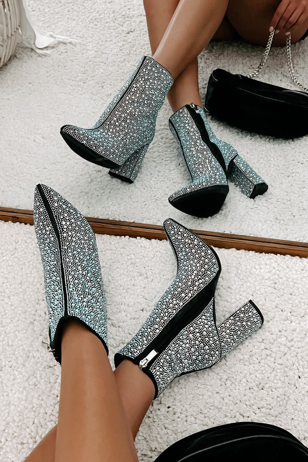 Perfectly Glam Rhinestone Booties (Black) - NanaMacs