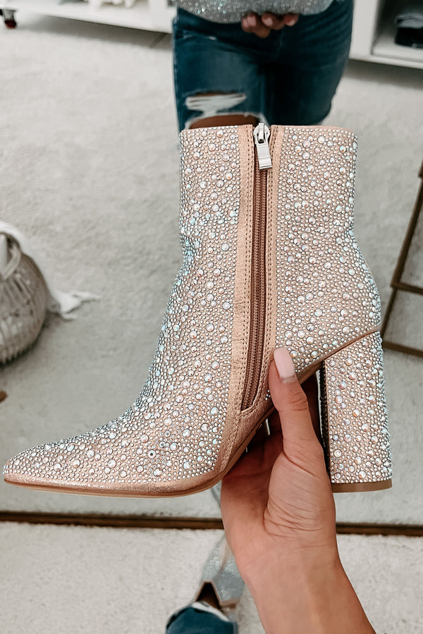 Perfectly Glam Rhinestone Booties (Champagne) - NanaMacs