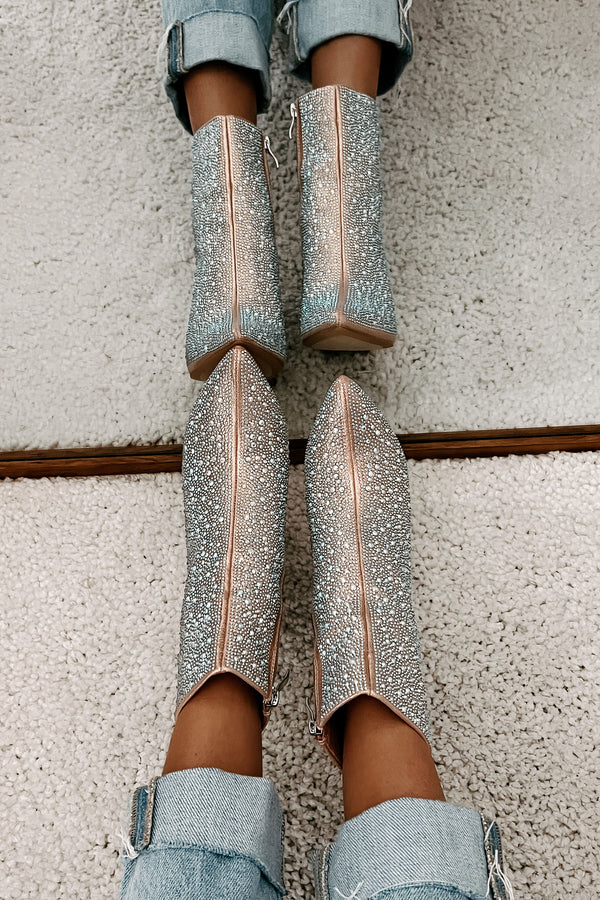 Perfectly Glam Rhinestone Booties (Champagne) - NanaMacs