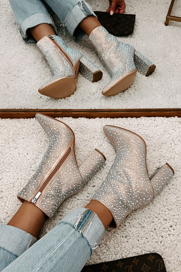 Perfectly Glam Rhinestone Booties (Champagne) - NanaMacs