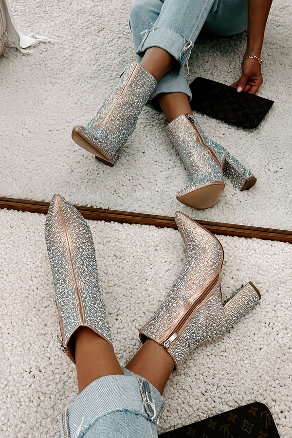 Perfectly Glam Rhinestone Booties (Champagne) - NanaMacs