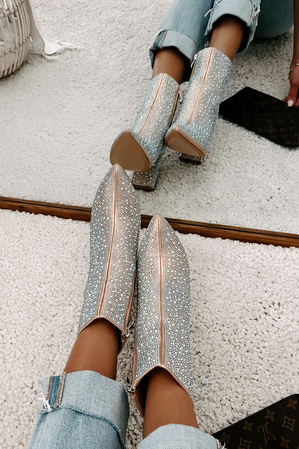 Perfectly Glam Rhinestone Booties (Champagne) - NanaMacs