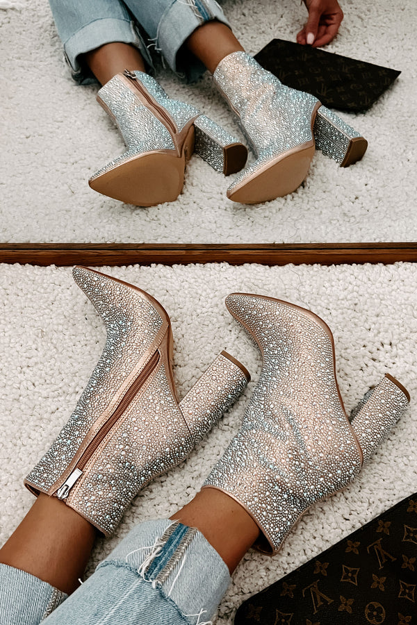 Perfectly Glam Rhinestone Booties (Champagne) - NanaMacs