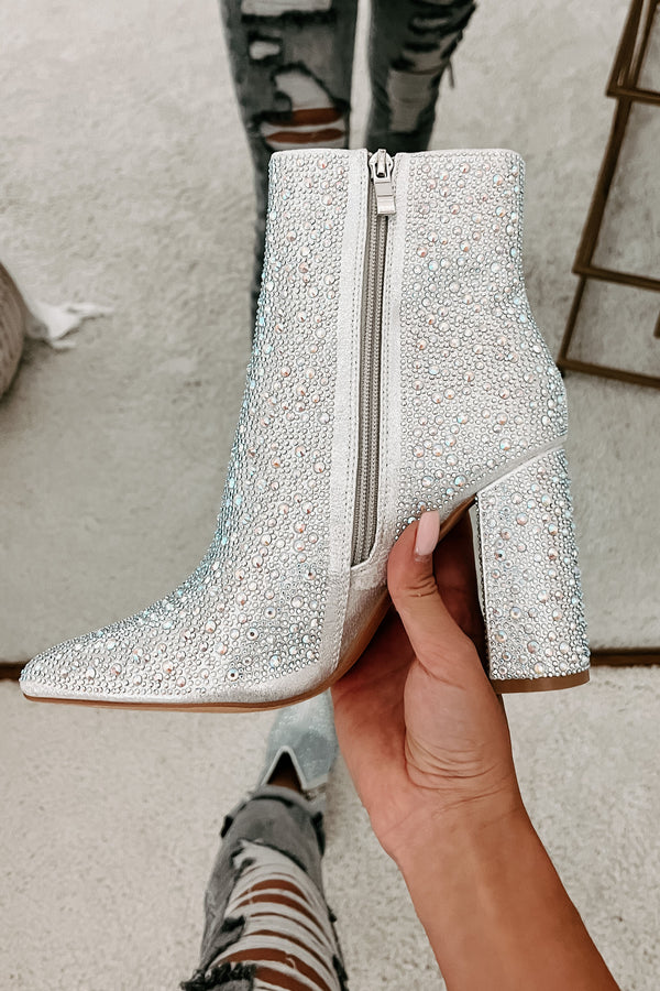 Perfectly Glam Rhinestone Booties (Silver) - NanaMacs