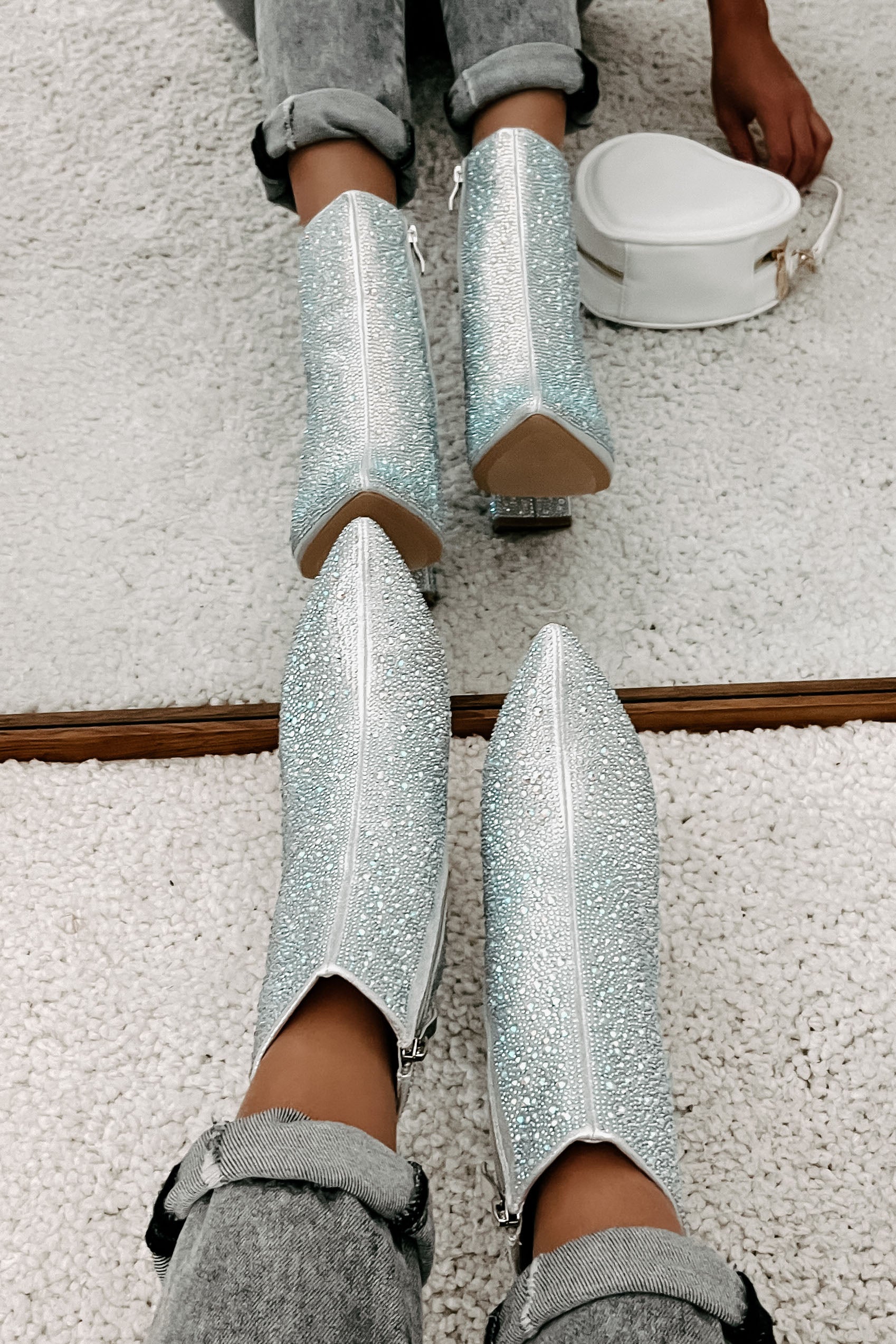 Perfectly Glam Rhinestone Booties (Silver) - NanaMacs