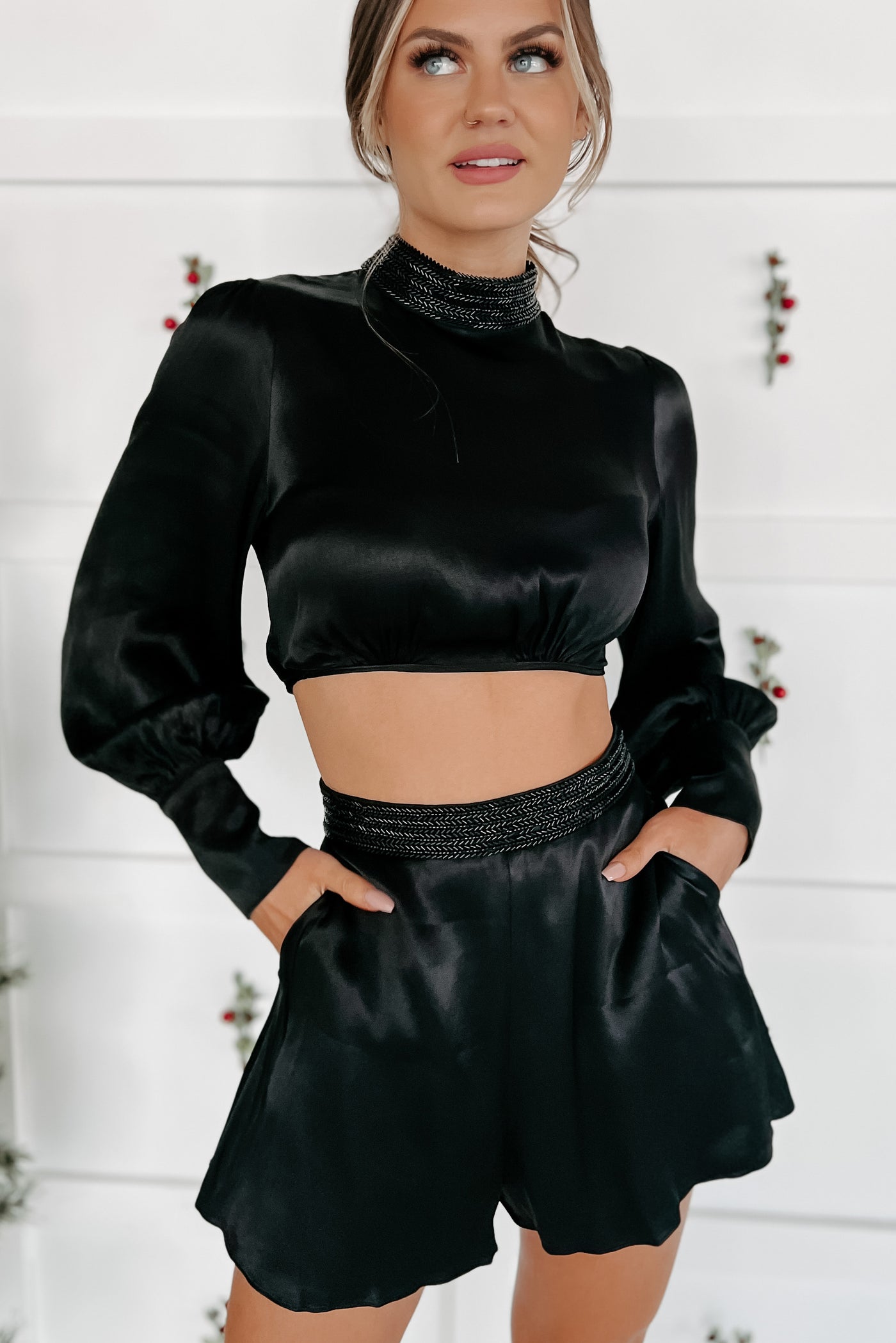 Creative Dreamer Wrap-Tie Crop Top (Black) - NanaMacs