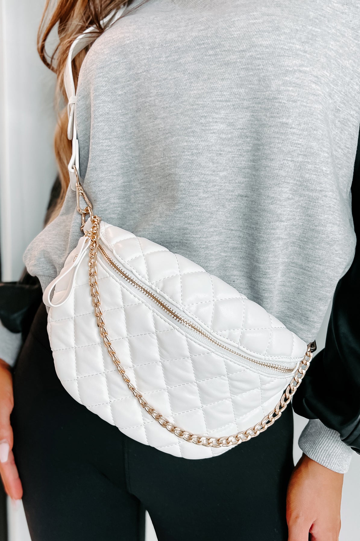 White quilted 2025 fanny pack