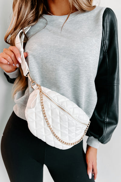 Downtown Adventures Quilted Bum Bag (White) - NanaMacs