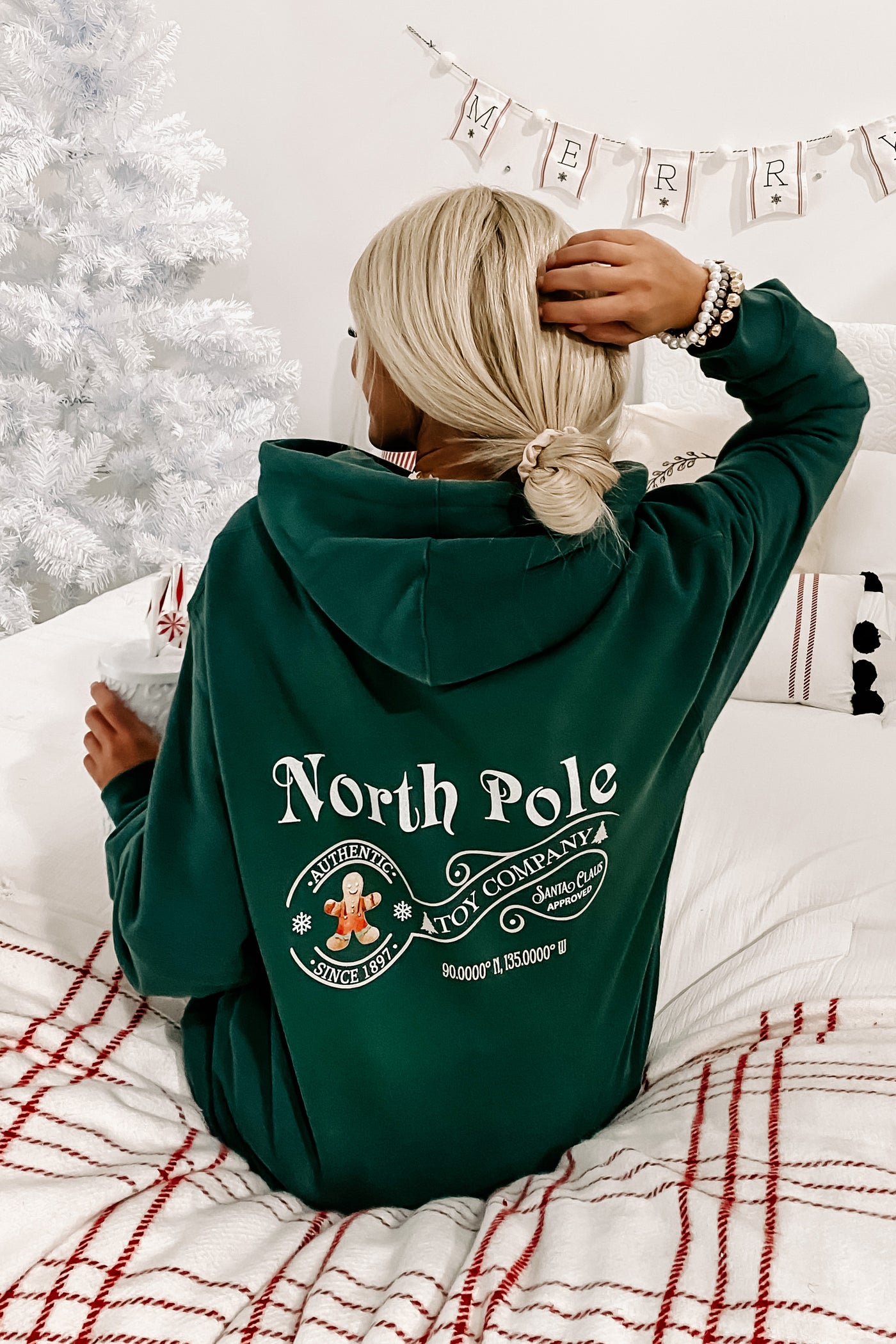 "Authentic Since 1897" Double-Sided Gingerbread Man Graphic Hoodie (Alpine Green) - Print On Demand - NanaMacs