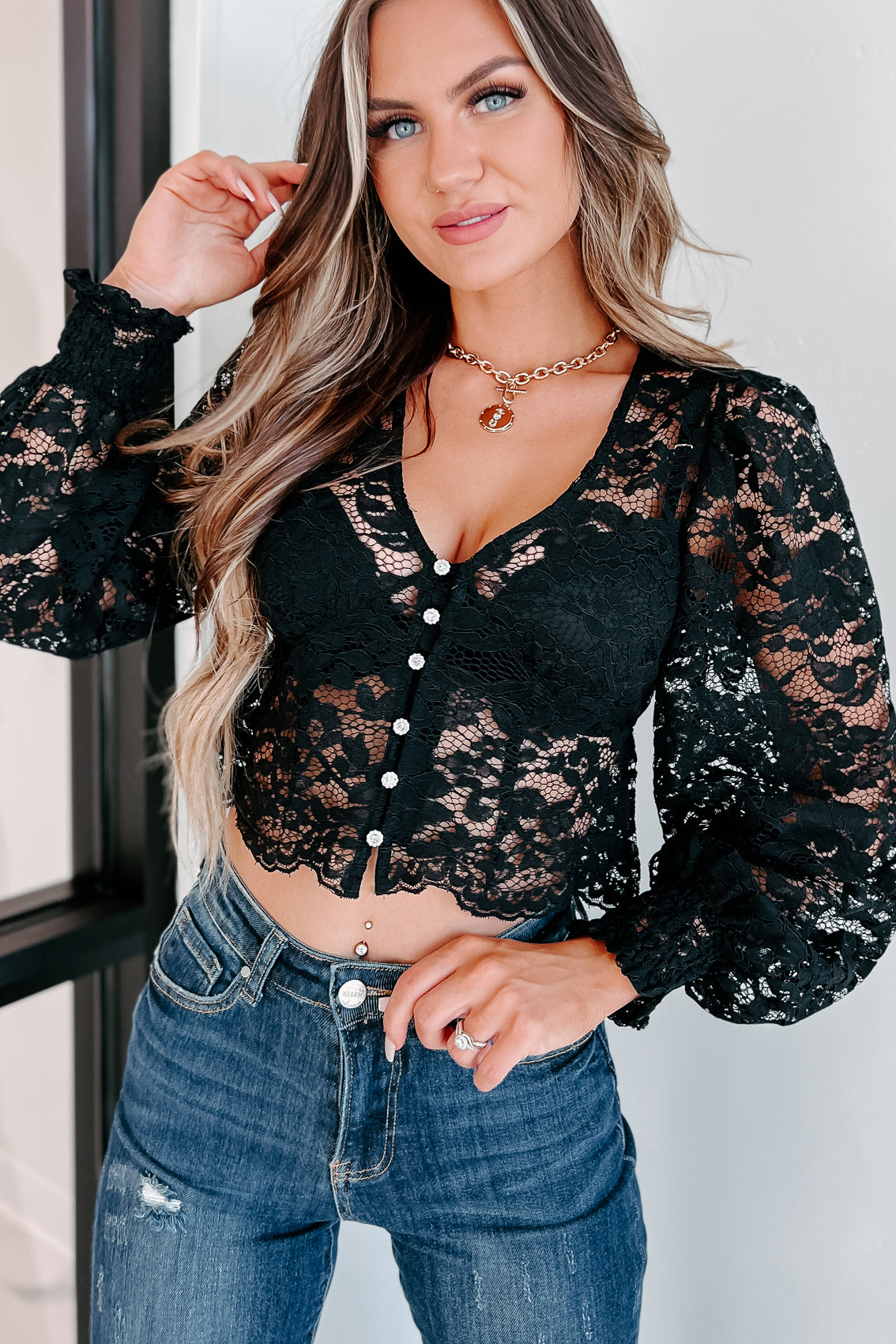 Leave You Longing Lace Crop Top (Black) - NanaMacs