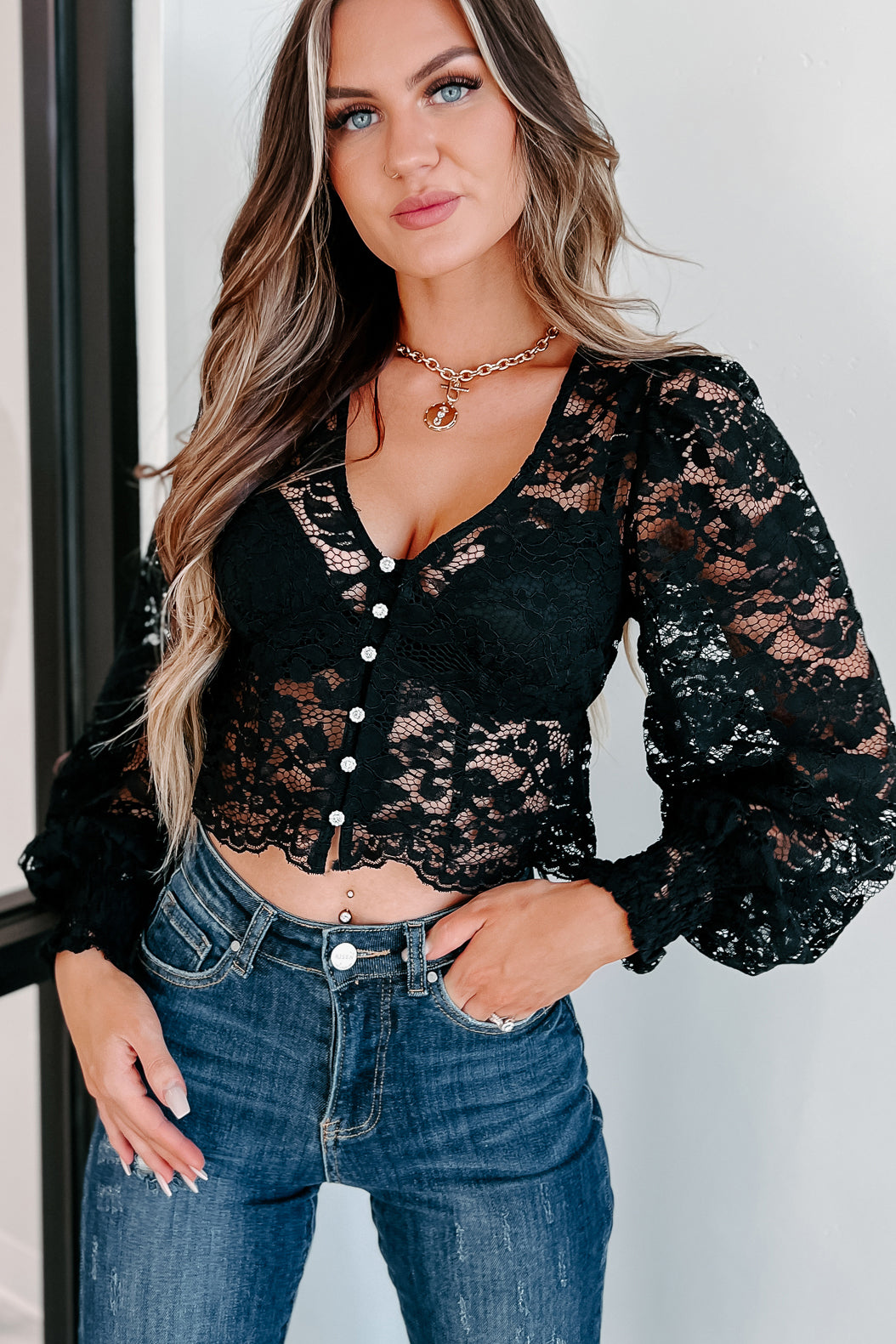 Leave You Longing Lace Crop Top (Black) - NanaMacs