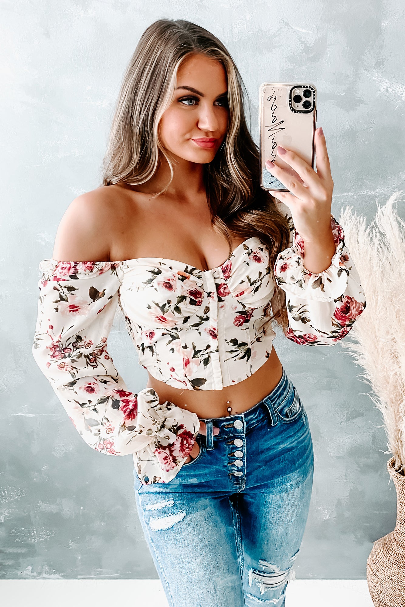 At My Finest Floral Corset Crop Top (Stone Mauve) - NanaMacs