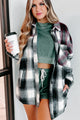 Heading North Oversized Colorblock Plaid Shacket (Black/Burgundy) - NanaMacs