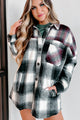 Heading North Oversized Colorblock Plaid Shacket (Black/Burgundy) - NanaMacs