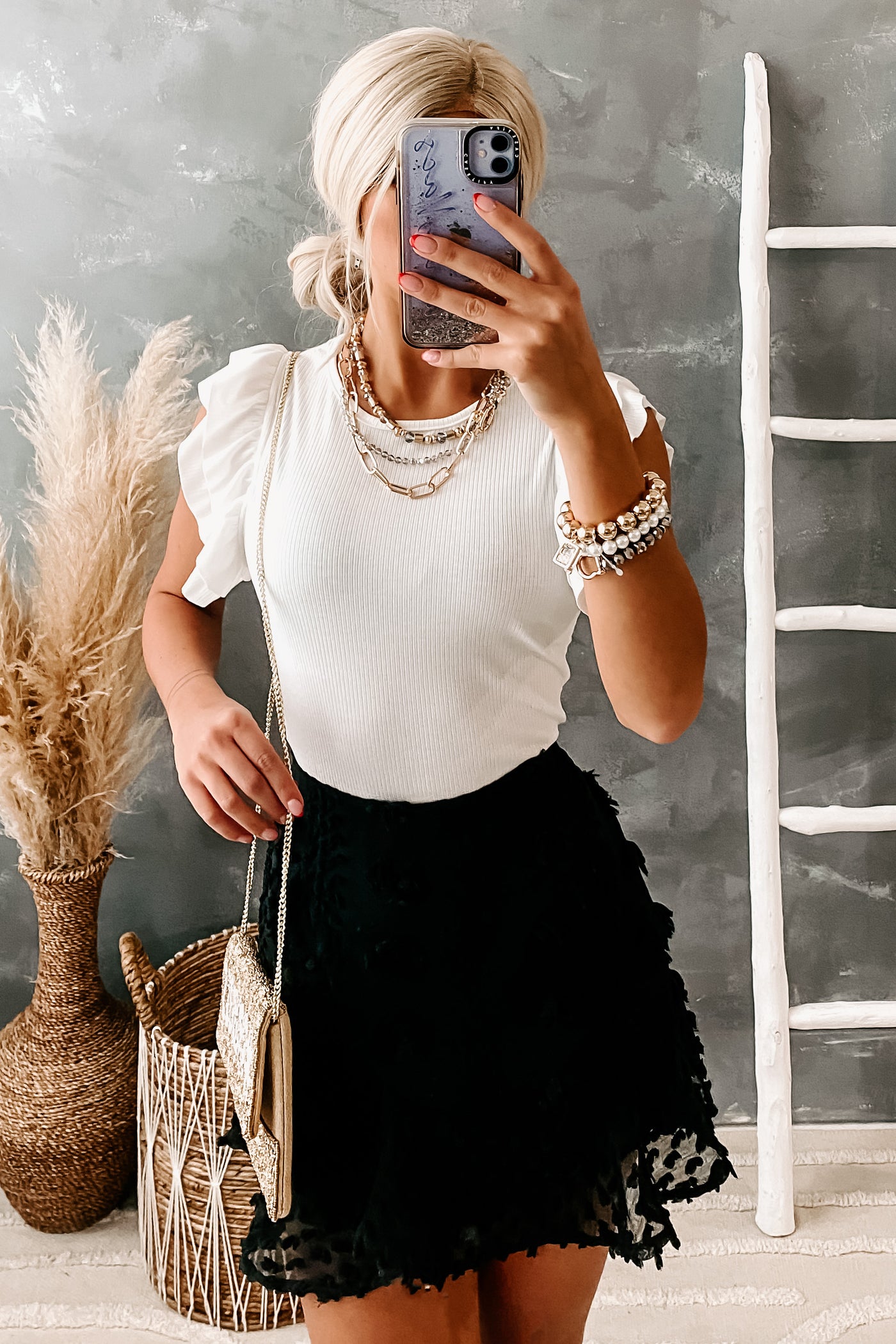 True Goals Pompom Lace Mini Skirt (Black) · NanaMacs