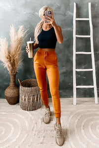 Keep It Basic Drawstring Waist Joggers (Mustard) - NanaMacs