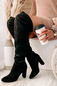 Own Your Ambition Lace Back Over The Knee Boot (Black) - NanaMacs