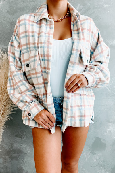 Cold Drives Oversized Plaid Shacket (Blue/Pink) - NanaMacs