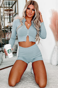 Watch Her Move Ribbed Two-Piece Set (Chambray Blue) - NanaMacs