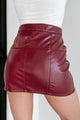 Jumpstart The Night Faux Leather Button-Front Mini Skirt (Wine) - NanaMacs