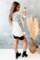 Sayge Geo Print Quarter-Zip Pullover Sweater (Ivory/Black) - NanaMacs