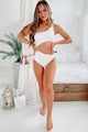 Malibu Weekends Textured One Shoulder Cut-Out One-Piece Swimsuit (White) - NanaMacs