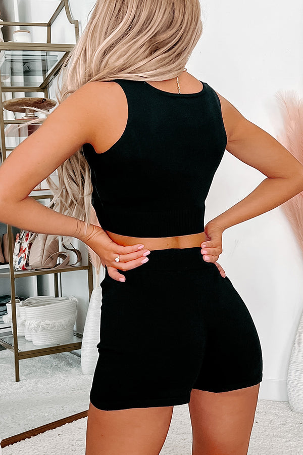 Longing To Lounge Tank & Shorts Two-Piece Set (Black) - NanaMacs