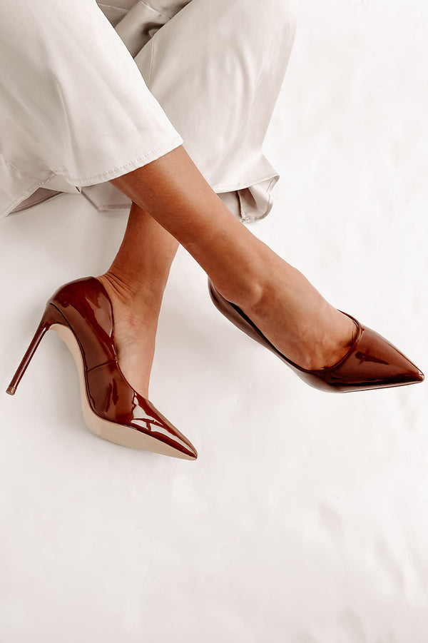 Mean Business Patent Heels (Cognac) - NanaMacs