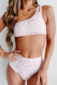 Huntington Hottie Wavy Checkered One Shoulder Bikini Set (Pink Print) - NanaMacs