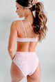 Huntington Hottie Wavy Checkered One Shoulder Bikini Set (Pink Print) - NanaMacs