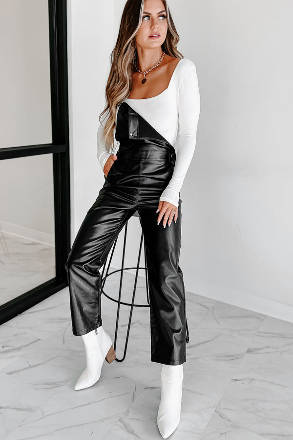 Keeping Cool Faux Leather Jumpsuit (Black) - NanaMacs