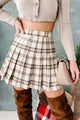 Galilea Pleated Plaid Skirt (Taupe Combo) - NanaMacs