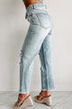 On The Lowdown Flip Waist Distressed Straight Leg Jeans (Medium-Light) - NanaMacs