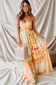 Living For Sunshine Printed Cut-Out Maxi Dress (Ivory/Yellow) - NanaMacs
