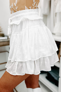 Phenomenal Feelings Tiered Ruffle Mini Skort (Off White) - NanaMacs