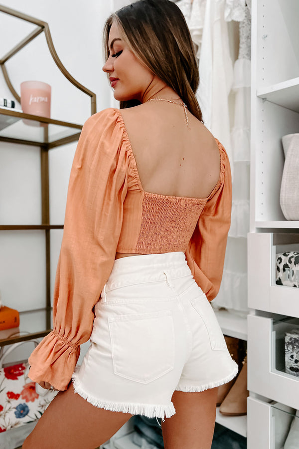 Steal Your Attention Hook Front Bustier Crop Top (Peach) - NanaMacs