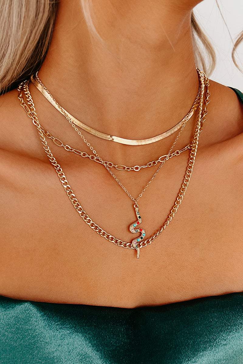 Snake Your Time Layered Necklace (Gold) - NanaMacs