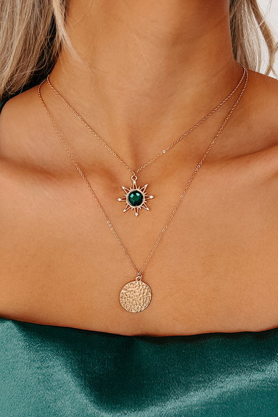 Emerald City Layered Necklace (Gold/Green) - NanaMacs